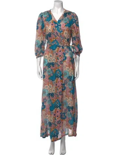 Pre-owned Dodo Bar Or Floral Print Long Dress In Blue