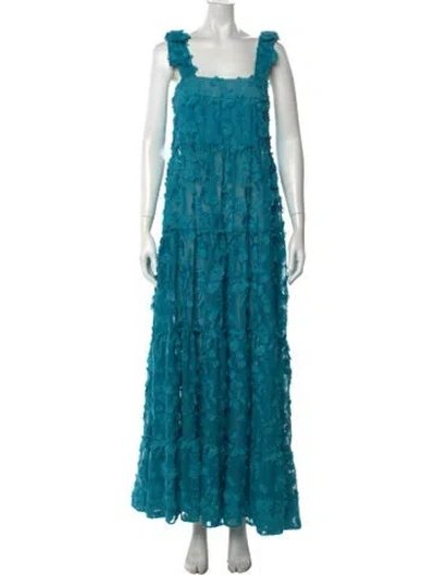 Pre-owned Dodo Bar Or Floral Print Long Dress In Blue