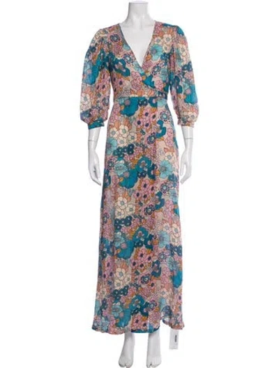 Pre-owned Dodo Bar Or Floral Print Long Dress In Blue