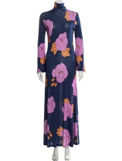 Pre-owned Dodo Bar Or Floral Print Long Dress In Blue