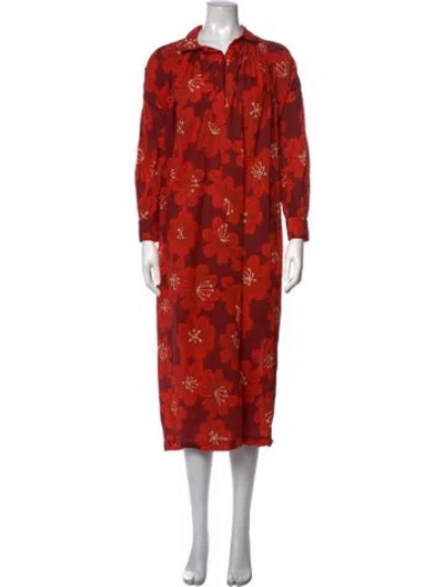 Pre-owned Dodo Bar Or Floral Print Long Dress In Orange/red
