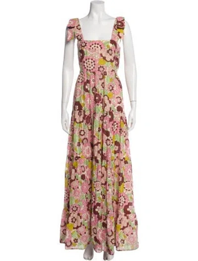 Pre-owned Dodo Bar Or Floral Print Long Dress In Pink