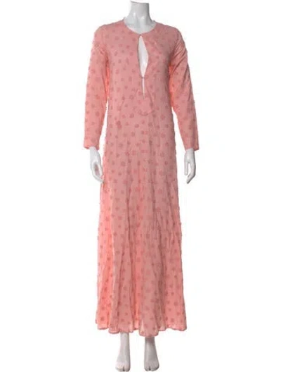 Pre-owned Dodo Bar Or Floral Print Long Dress In Pink