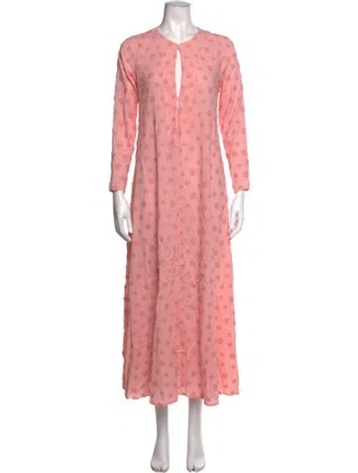 Pre-owned Dodo Bar Or Floral Print Long Dress In Pink