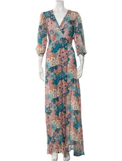 Pre-owned Dodo Bar Or Floral Print Long Dress W/ Tags In Neutral