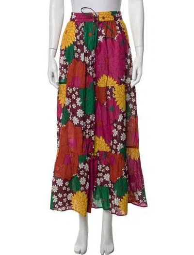 Pre-owned Dodo Bar Or Floral Print Long Skirt In Purple