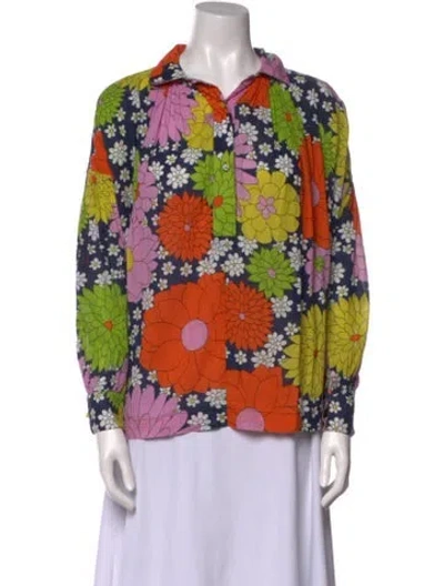Pre-owned Dodo Bar Or Floral Print Long Sleeve Blouse In Multi