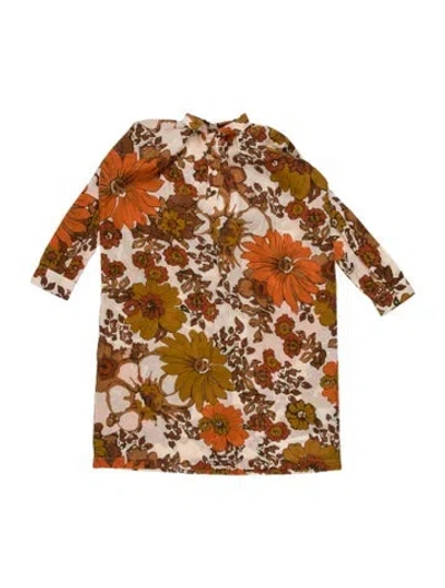 Pre-owned Dodo Bar Or Floral Print Long Sleeve Top W/ Tags In Orange