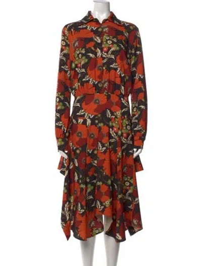 Pre-owned Dodo Bar Or Floral Print Midi Length Dress In Black