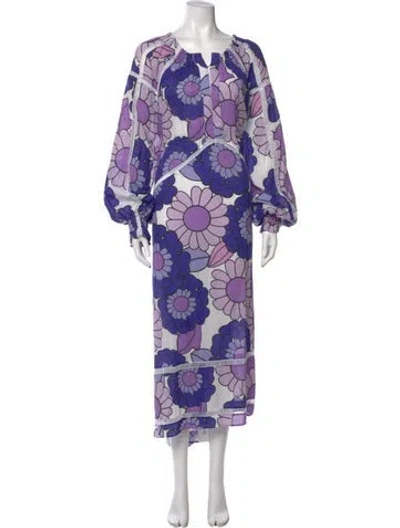 Pre-owned Dodo Bar Or Floral Print Midi Length Dress In Purple