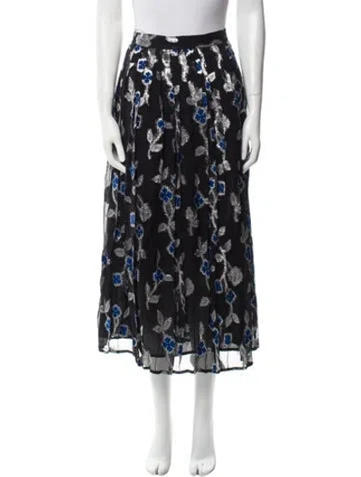 Pre-owned Dodo Bar Or Floral Print Midi Length Skirt In Black