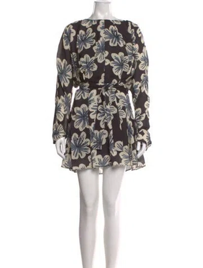 Pre-owned Dodo Bar Or Floral Print Mini Dress In Blue