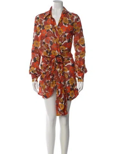 Pre-owned Dodo Bar Or Floral Print Mini Dress In Orange