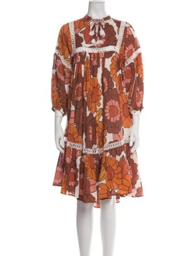 Pre-owned Dodo Bar Or Floral Print Mini Dress In Orange