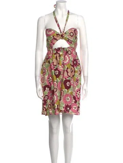 Pre-owned Dodo Bar Or Floral Print Mini Dress In Pink