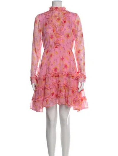 Pre-owned Dodo Bar Or Floral Print Mini Dress In Pink