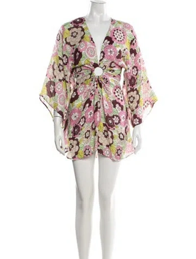 Pre-owned Dodo Bar Or Floral Print Mini Dress In Pink
