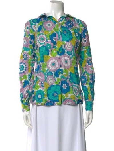 Pre-owned Dodo Bar Or Floral Print Mock Neck Blouse In Multi