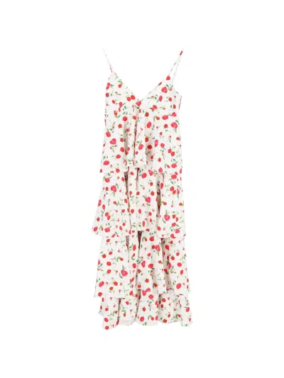 Pre-owned Dodo Bar Or Floral-print Sleeveless Dress In White
