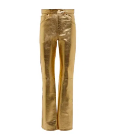 Dodo Bar Or High-rise Straight Metallic Leather Pants In Brown