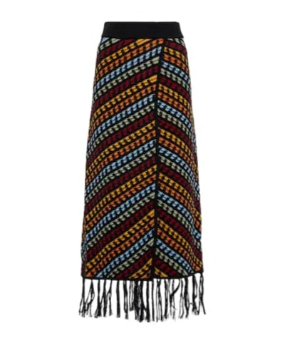 Dodo Bar Or Jones Fringe-trimmed Midi Skirt In Brown