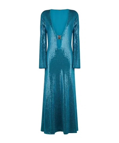 Dodo Bar Or Julie Sequin-embellished Long Dress In Blue