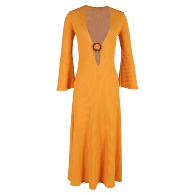 Dodo Bar Or Junna Ring-embellished Cutout Ribbed-knit Maxi Dress In Yellow Viscose