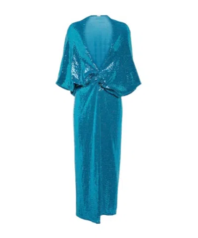 Dodo Bar Or Kimel Sequined Gathered Midi Dress In Blue