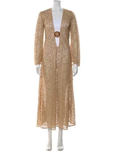 Pre-owned Dodo Bar Or Lace Pattern Long Dress In Brown