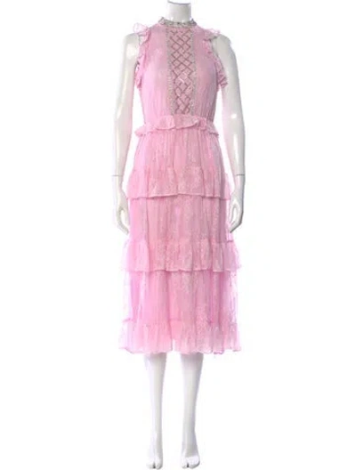 Pre-owned Dodo Bar Or Lace Pattern Long Dress In Pink