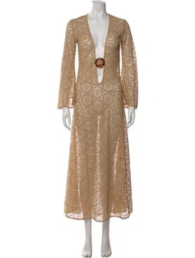 Pre-owned Dodo Bar Or Lace Pattern Long Dress In White
