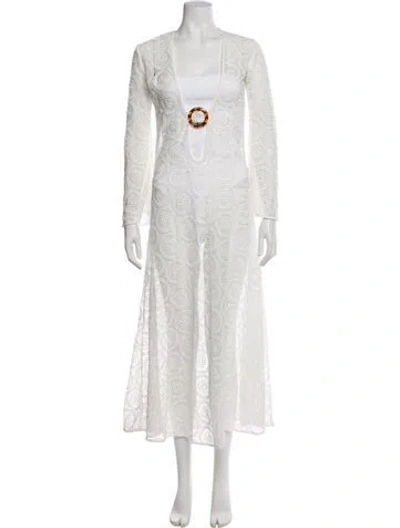 Pre-owned Dodo Bar Or Lace Pattern Long Dress In White