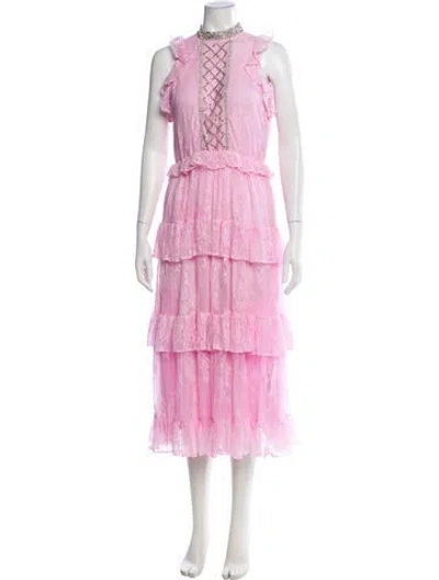 Pre-owned Dodo Bar Or Lace Pattern Midi Length Dress In Pink