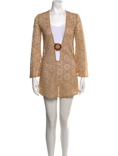 Pre-owned Dodo Bar Or Lace Pattern Mini Dress In Neutrals