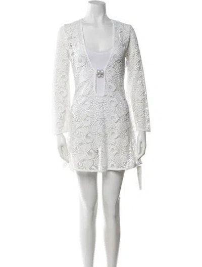 Pre-owned Dodo Bar Or Lace Pattern Mini Dress In White