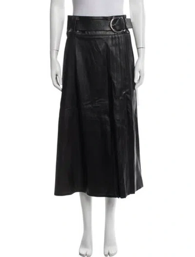 Pre-owned Dodo Bar Or Leather Long Skirt In Black