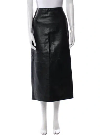 Pre-owned Dodo Bar Or Leather Midi Length Skirt In Black