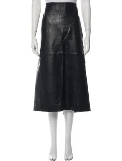 Pre-owned Dodo Bar Or Leather Midi Length Skirt In Black