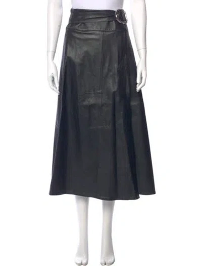 Pre-owned Dodo Bar Or Leather Midi Length Skirt In Gray