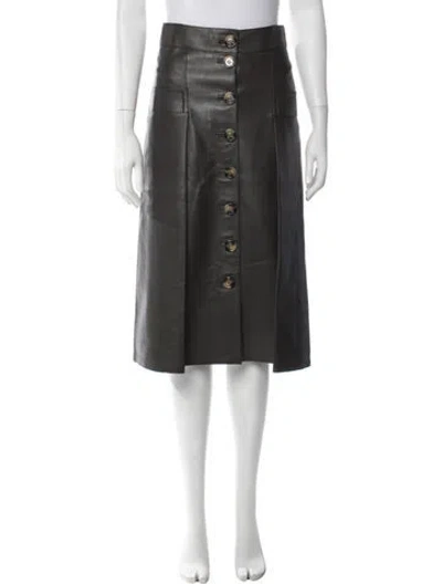 Pre-owned Dodo Bar Or Leather Midi Length Skirt In Green