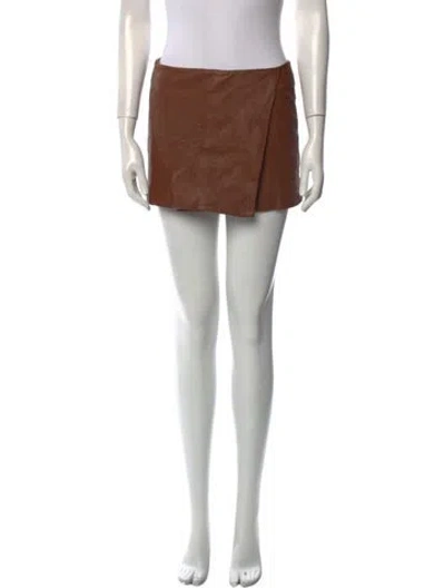 Pre-owned Dodo Bar Or Leather Mini Skirt In Brown