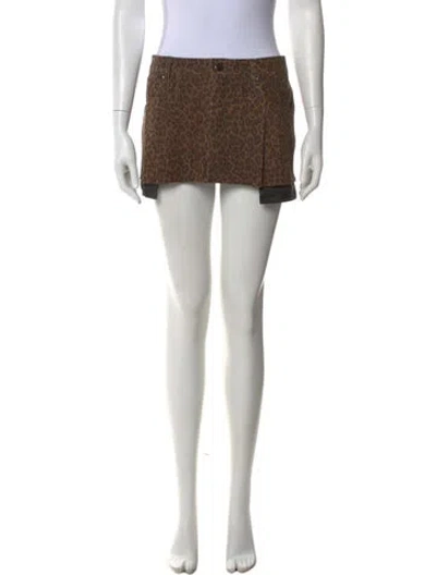 Pre-owned Dodo Bar Or Leather Mini Skirt In Multi