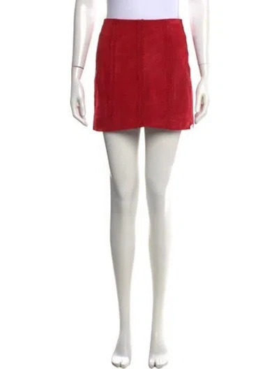 Pre-owned Dodo Bar Or Leather Mini Skirt In Red