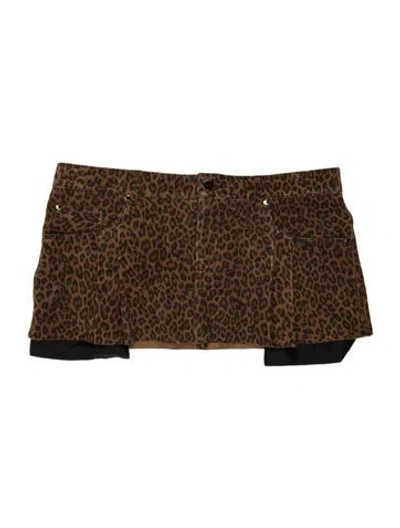 Pre-owned Dodo Bar Or Leather Mini Skirt W/ Tags In Brown