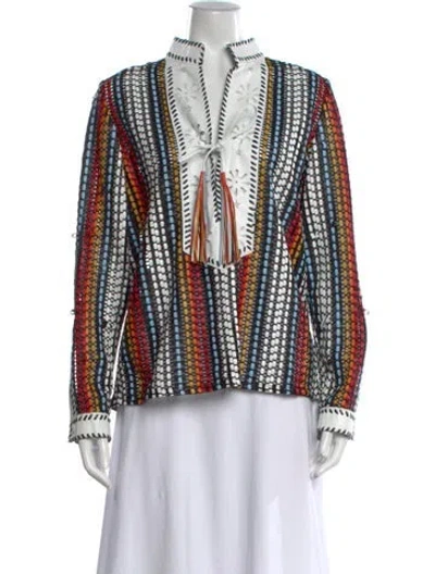 Pre-owned Dodo Bar Or Leather Printed Top In Multi