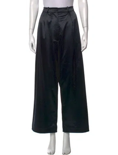 Pre-owned Dodo Bar Or Leather Wide Leg Pants In Black