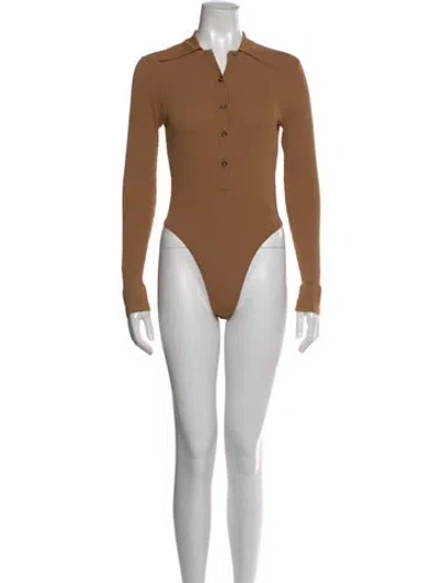 Pre-owned Dodo Bar Or Long Sleeve Bodysuit In Brown