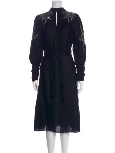 Pre-owned Dodo Bar Or Mock Neck Midi Length Dress In Black