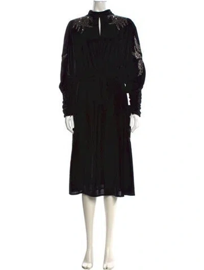 Pre-owned Dodo Bar Or Mock Neck Midi Length Dress In Black