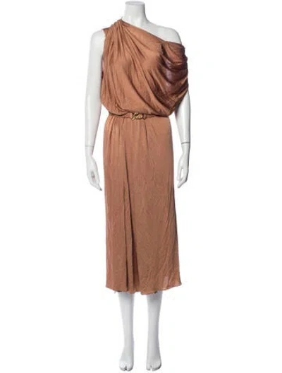 Pre-owned Dodo Bar Or One-shoulder Midi Length Dress In Brown